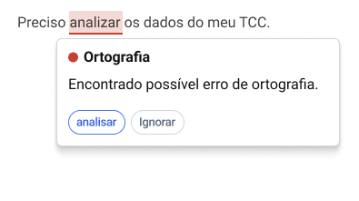 Captura do Corretor a assinalar um erro de ortografia.