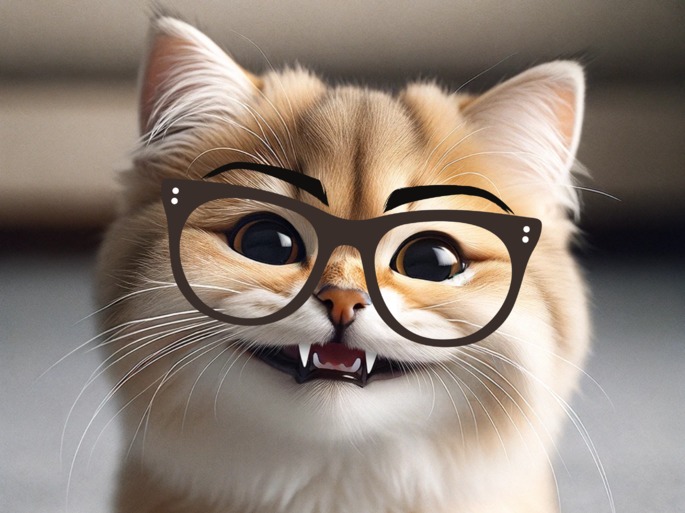 Gato com óculos sorrindo
