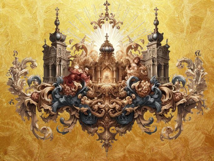 Torres em cúpula e esculturas barrocas