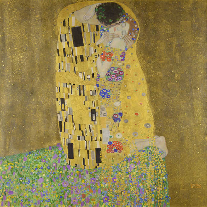 Representação de um casal abraçado em que o homem beija a mulher